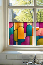 Mid Century Stained Glass Window Film – Colourful Geometric Privacy Film