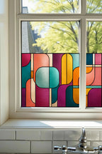 Modern Abstract Stained Glass Window Film – Colourful Geometric Privacy Film
