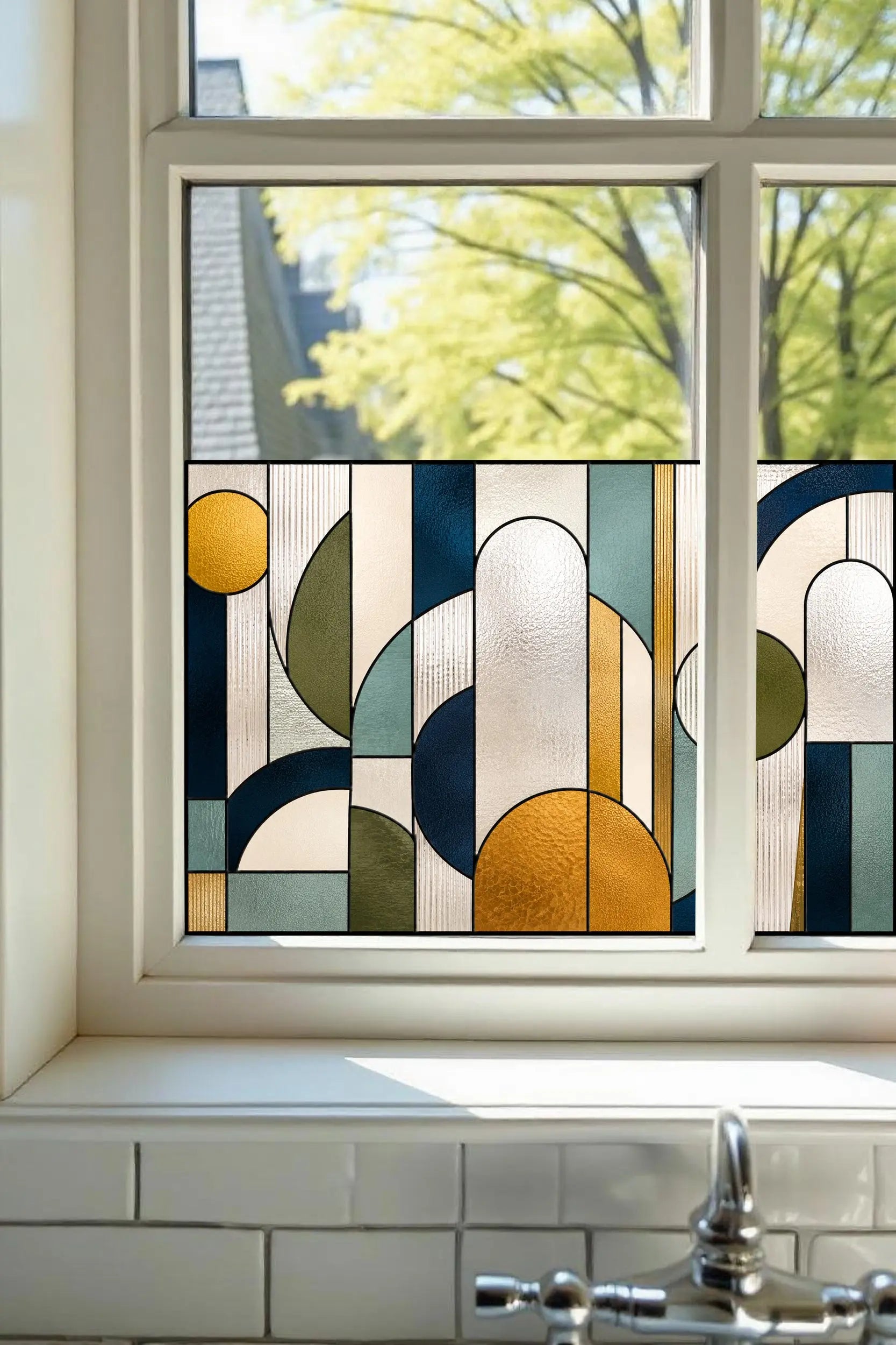 Modern Geometric Stained Glass Window Film