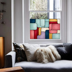 Stained Glass Window Film,  Mid Century Geometric