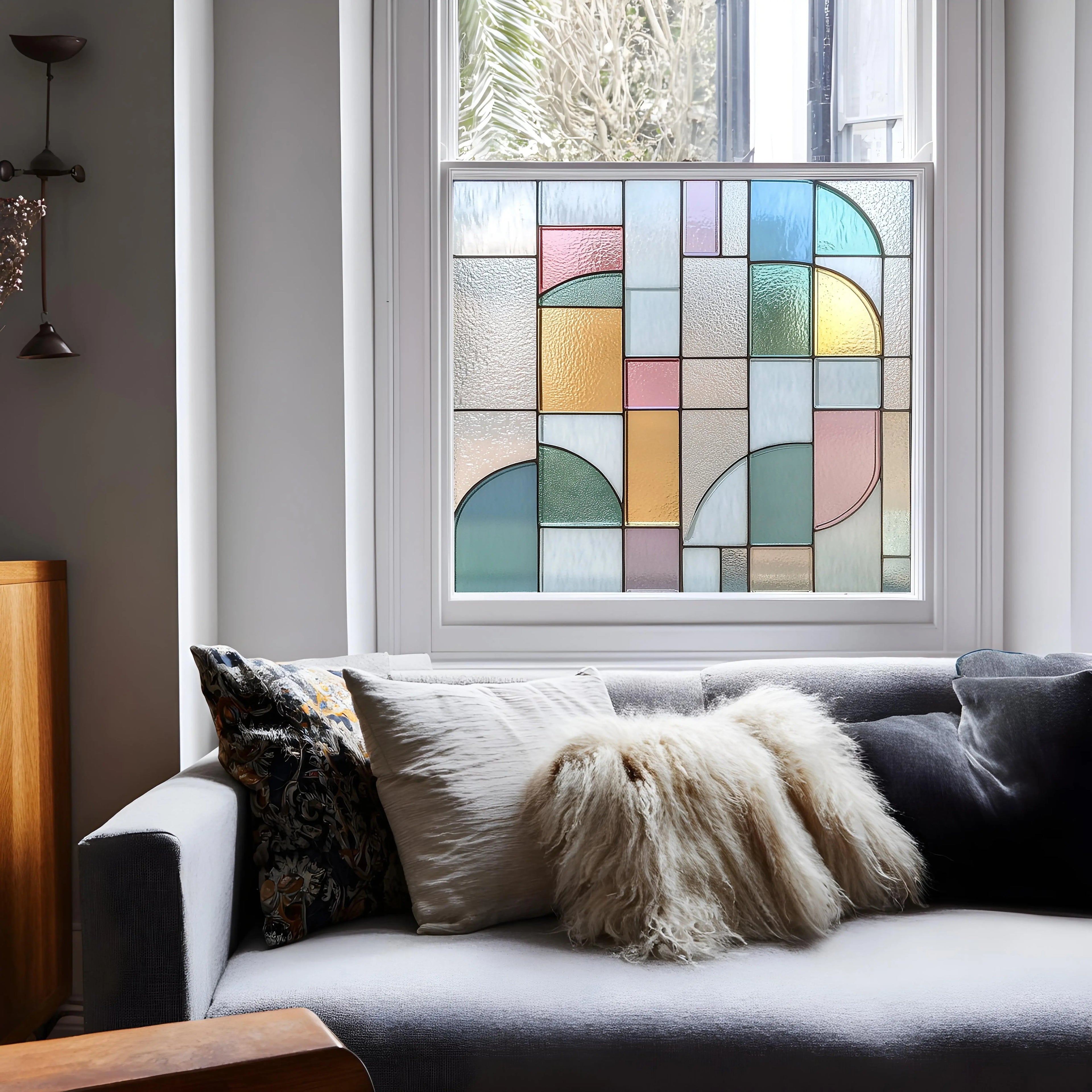 Stained Glass Window Film | Privacy Window Film | Modern Geometric