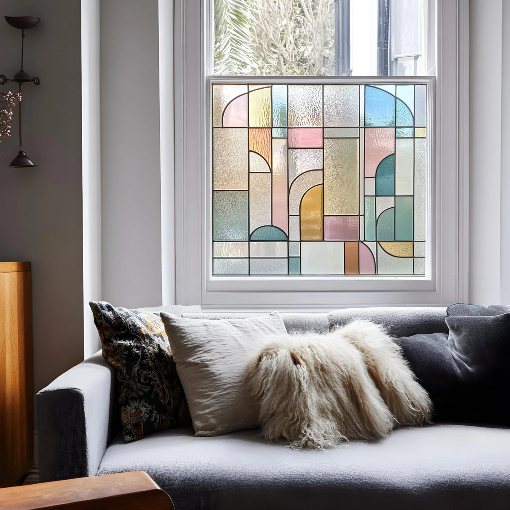 Stained Glass Window Film | Privacy Window Film | Geometric Pattern