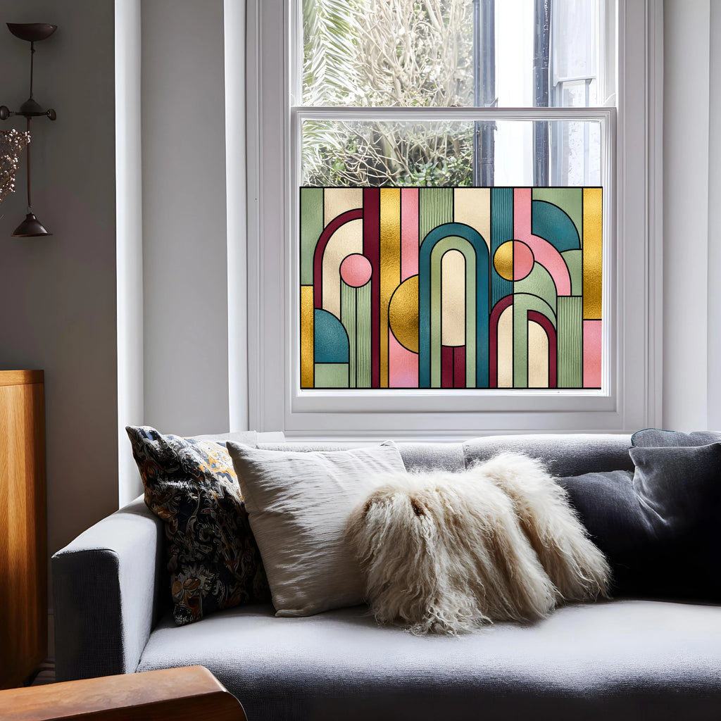 Abstract Privacy Stained Glass Window Film