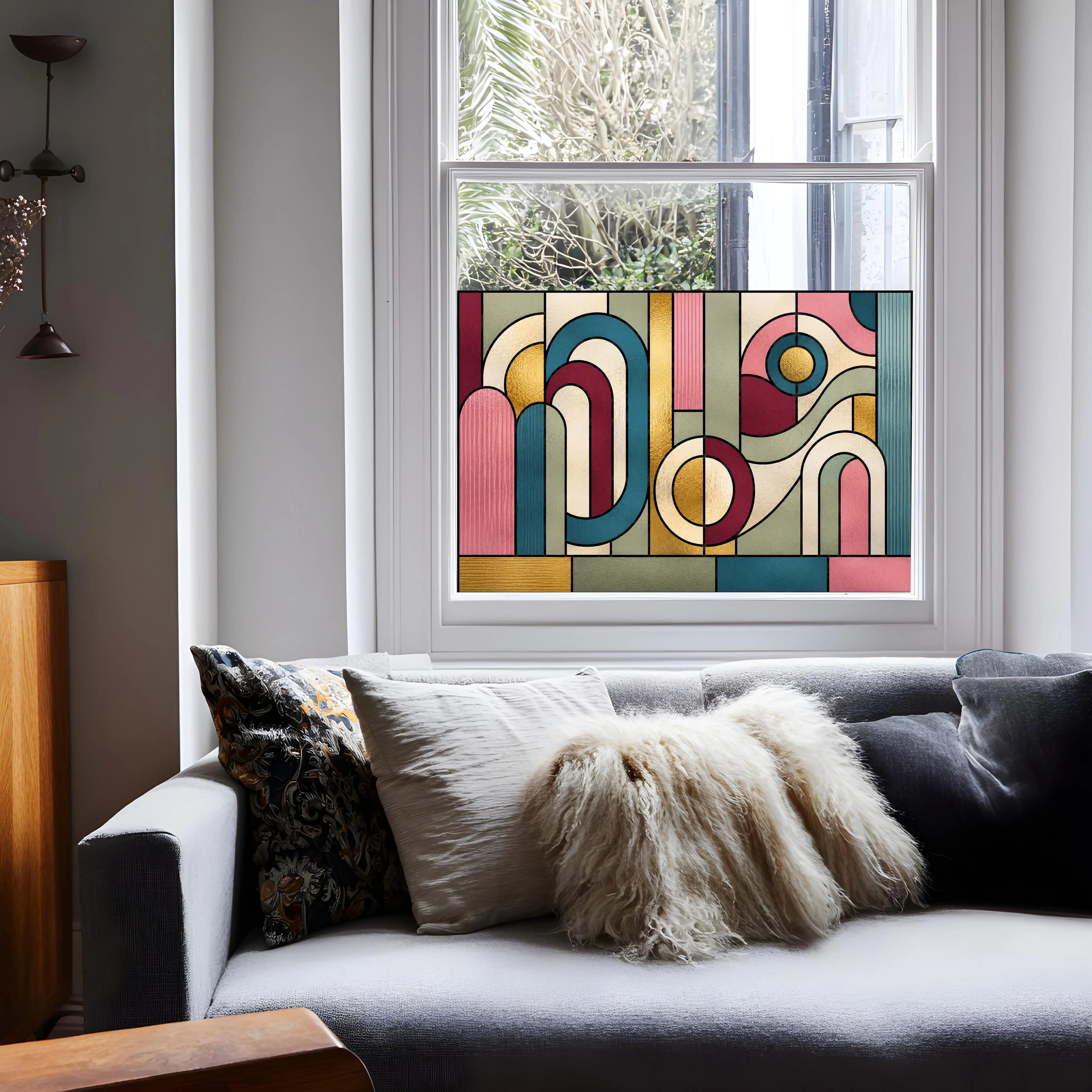 Abstract Stained Glass Window Film