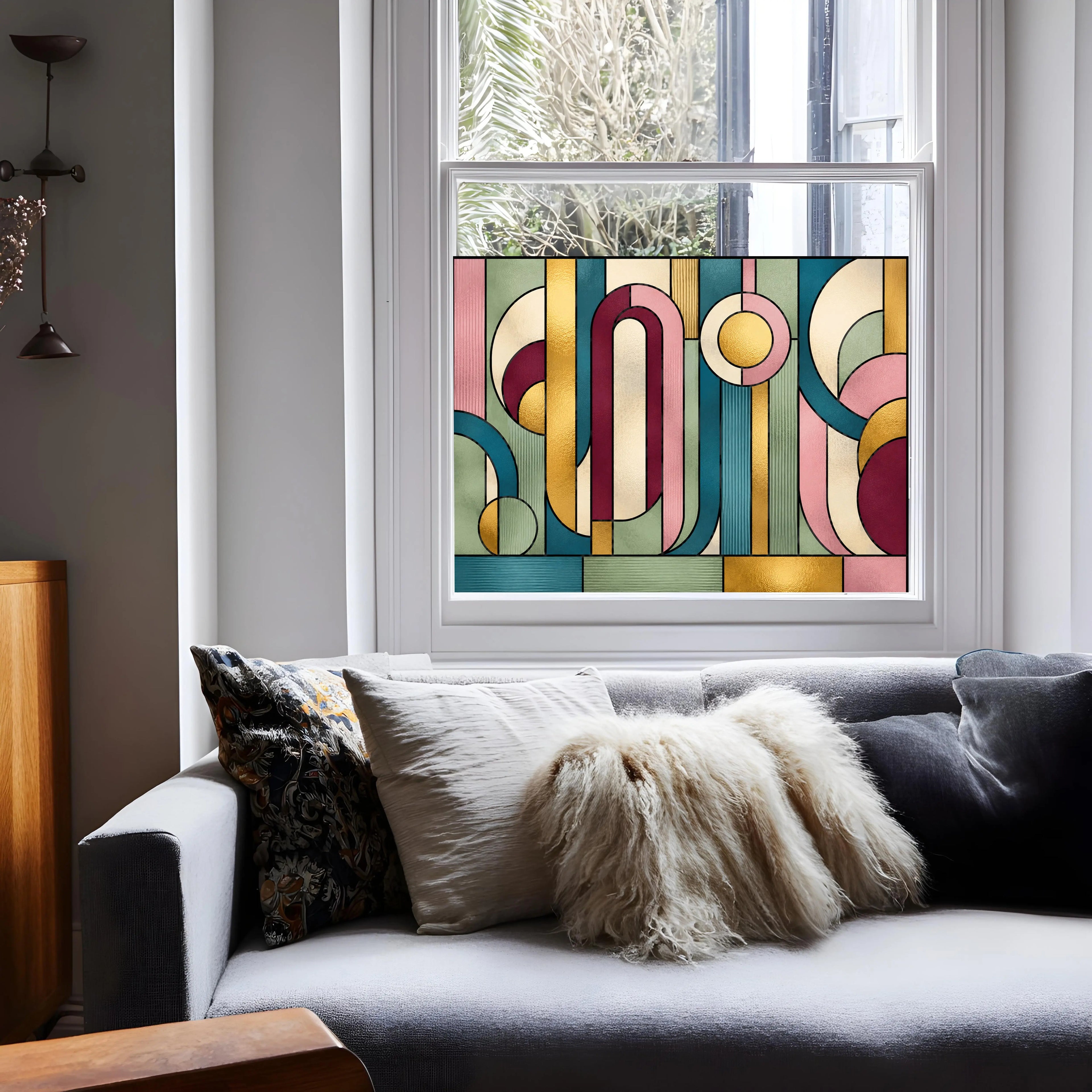 Geometric Stained Glass Window Film