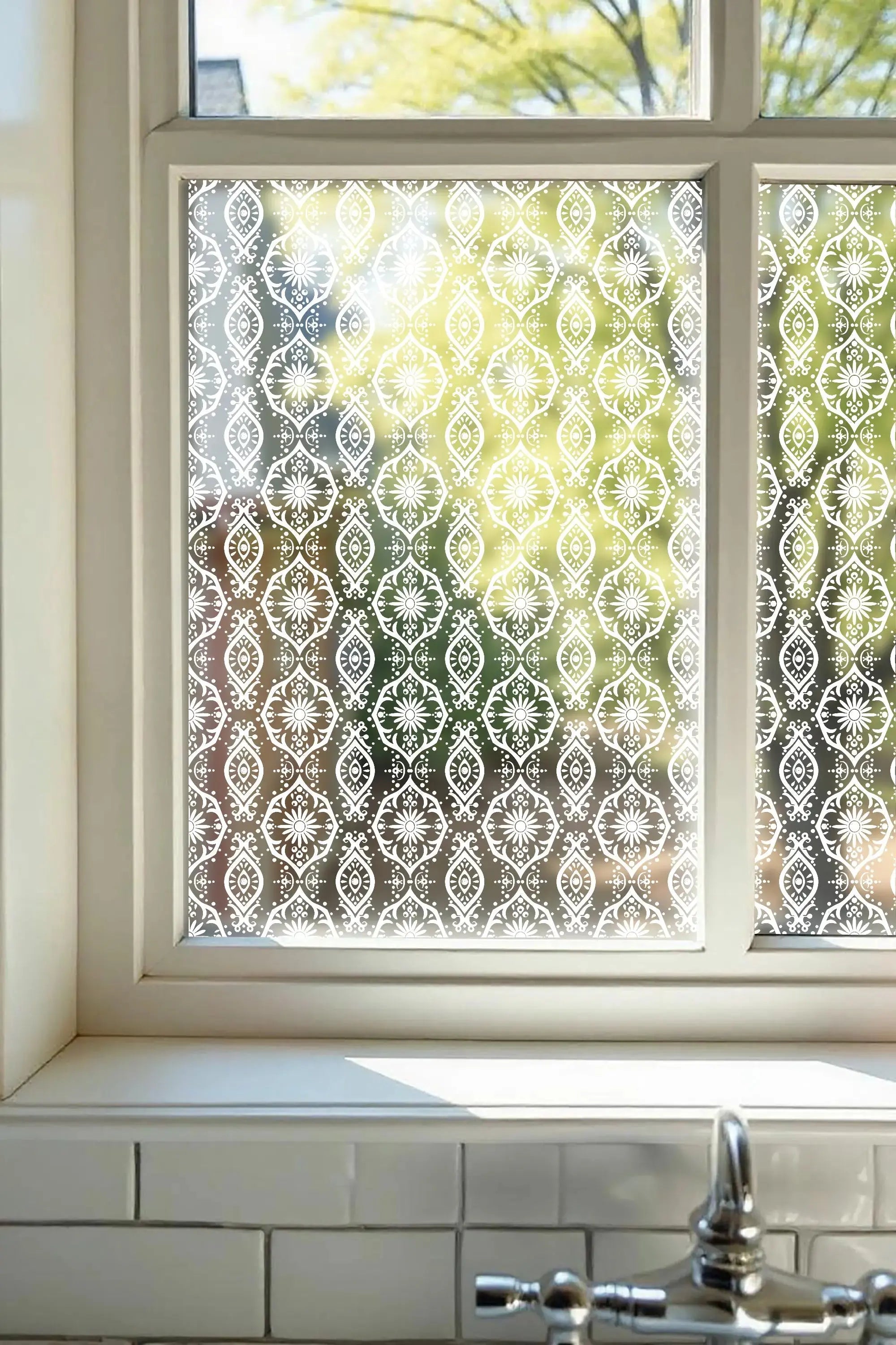 Frosted privacy window film for front door glass – Adelsheim decorative window cling
