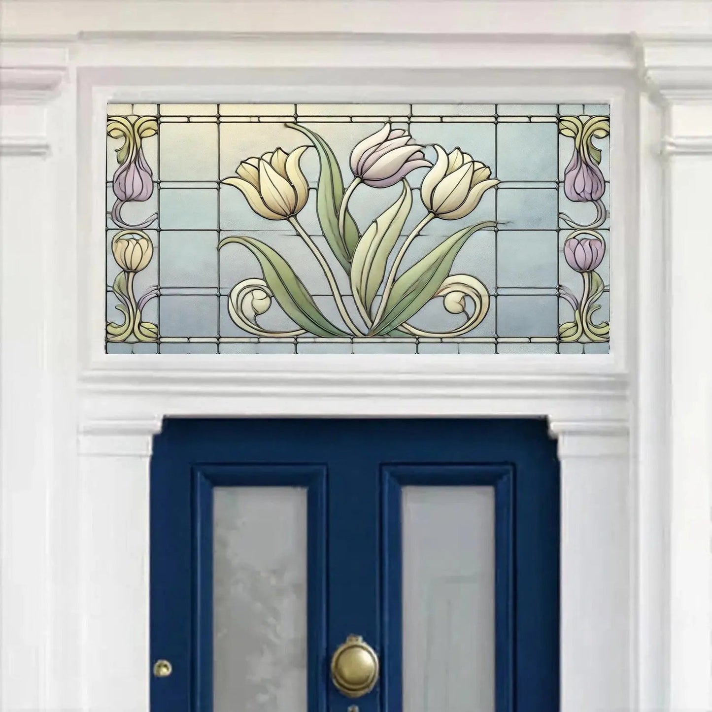 Cursi Floral Stained Glass Transom Window Film Creative Windows