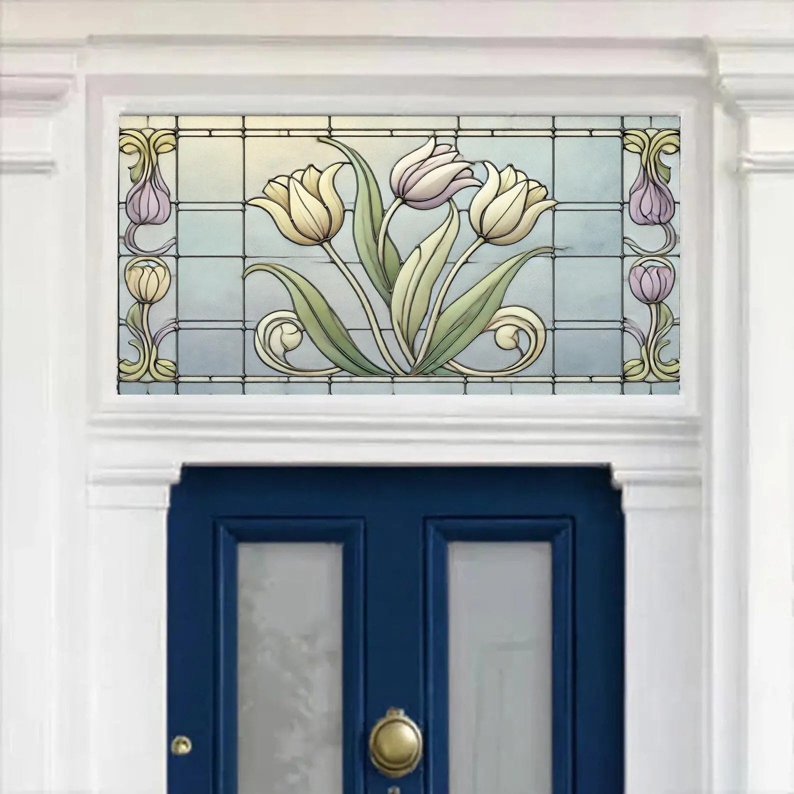 Cursi Floral Stained Glass Transom Window Film Creative Windows