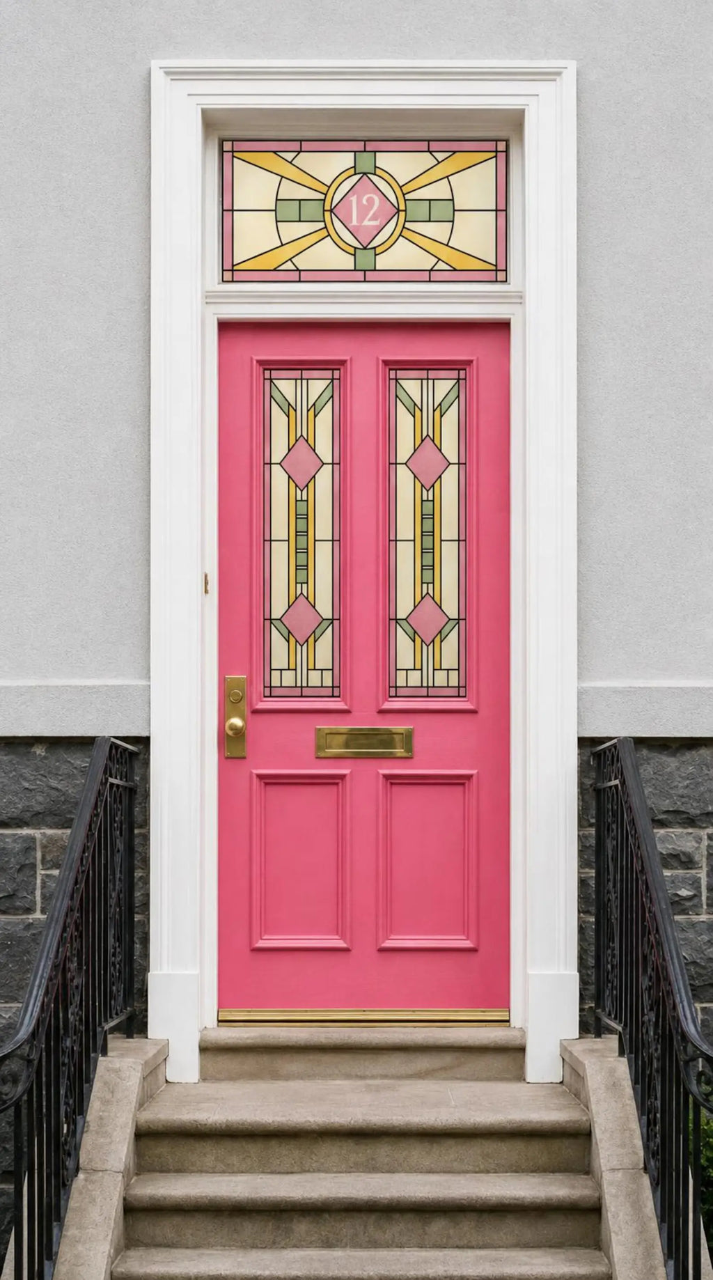 Decorative Art Deco privacy window film for front door glass panels