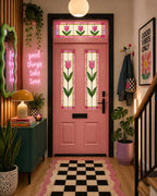 Made to measure tulip stained glass window film for entrance doors