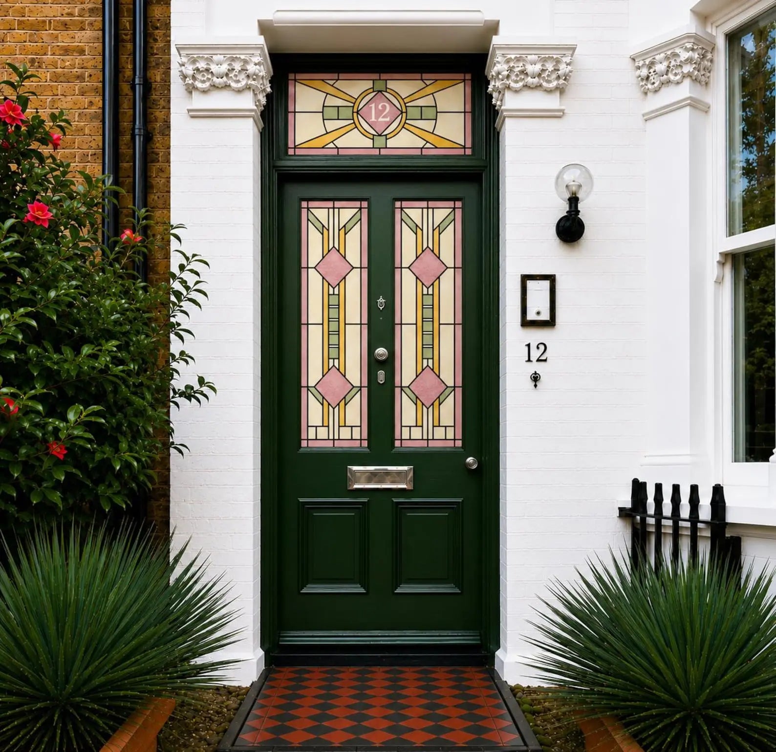 Art Deco stained glass privacy window film 
