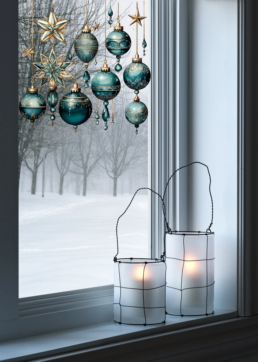 Bring the Magic Home with Double-Sided Reusable Enchanting Christmas Double-Sided Reusable Bauble Window Sticker Set, Christmas Window Decal Creative Windows