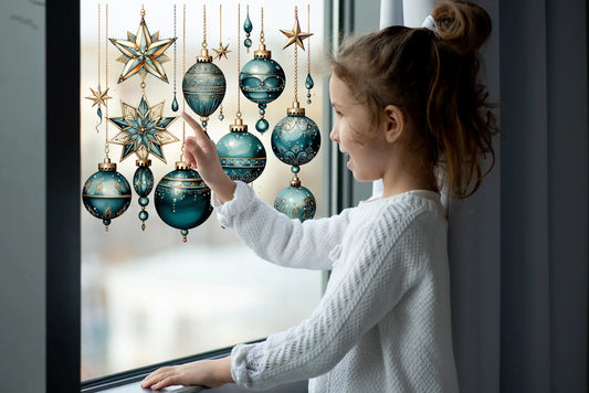 Bring the Magic Home with Double-Sided Reusable Enchanting Christmas Double-Sided Reusable Bauble Window Sticker Set, Christmas Window Decal Creative Windows
