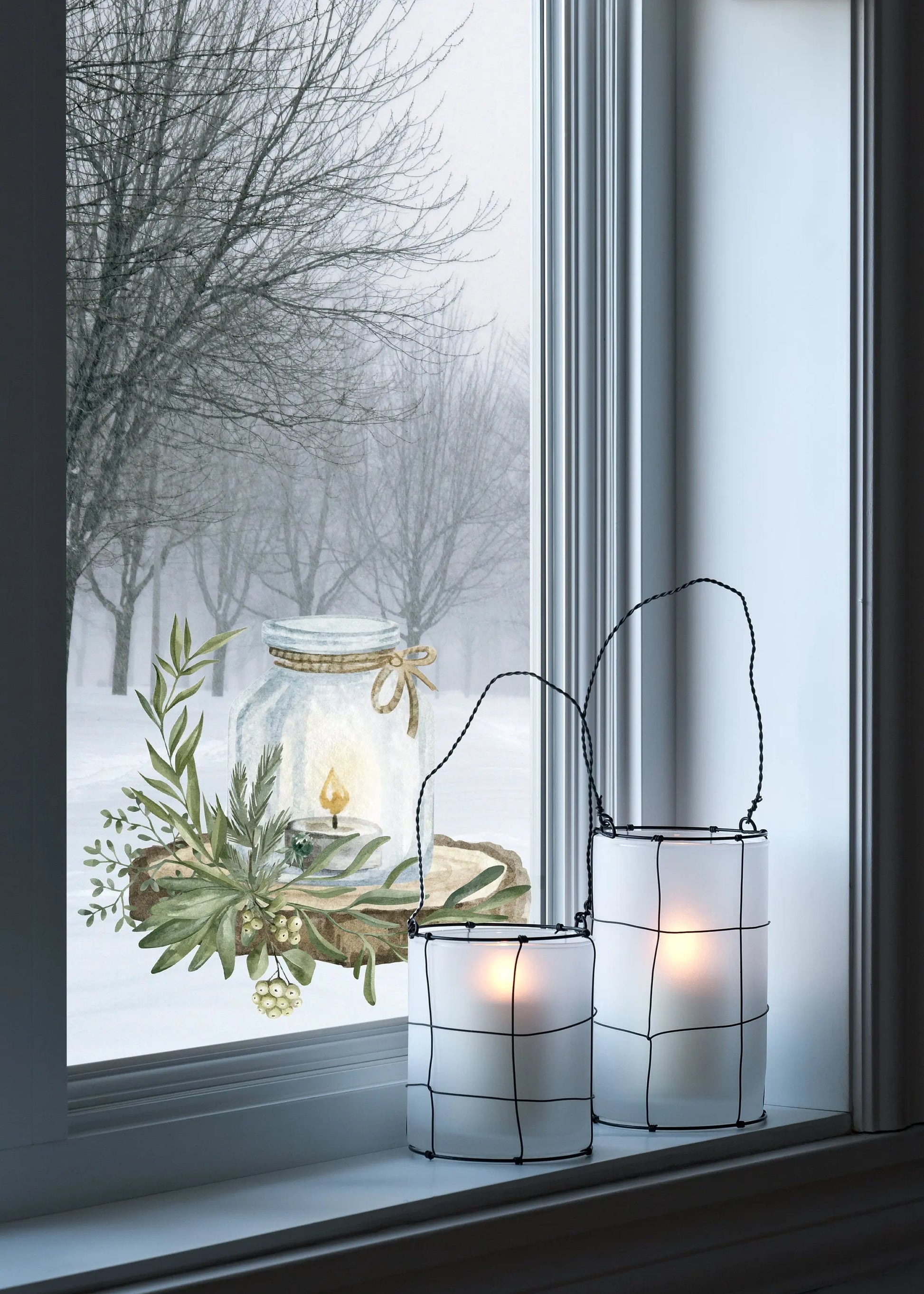 Transform Your Home with Festive Christmas Candle Window Stickers - Add Cosy Ambiance to Your Holiday Decorations!" Candle Window Stickers Creative Windows