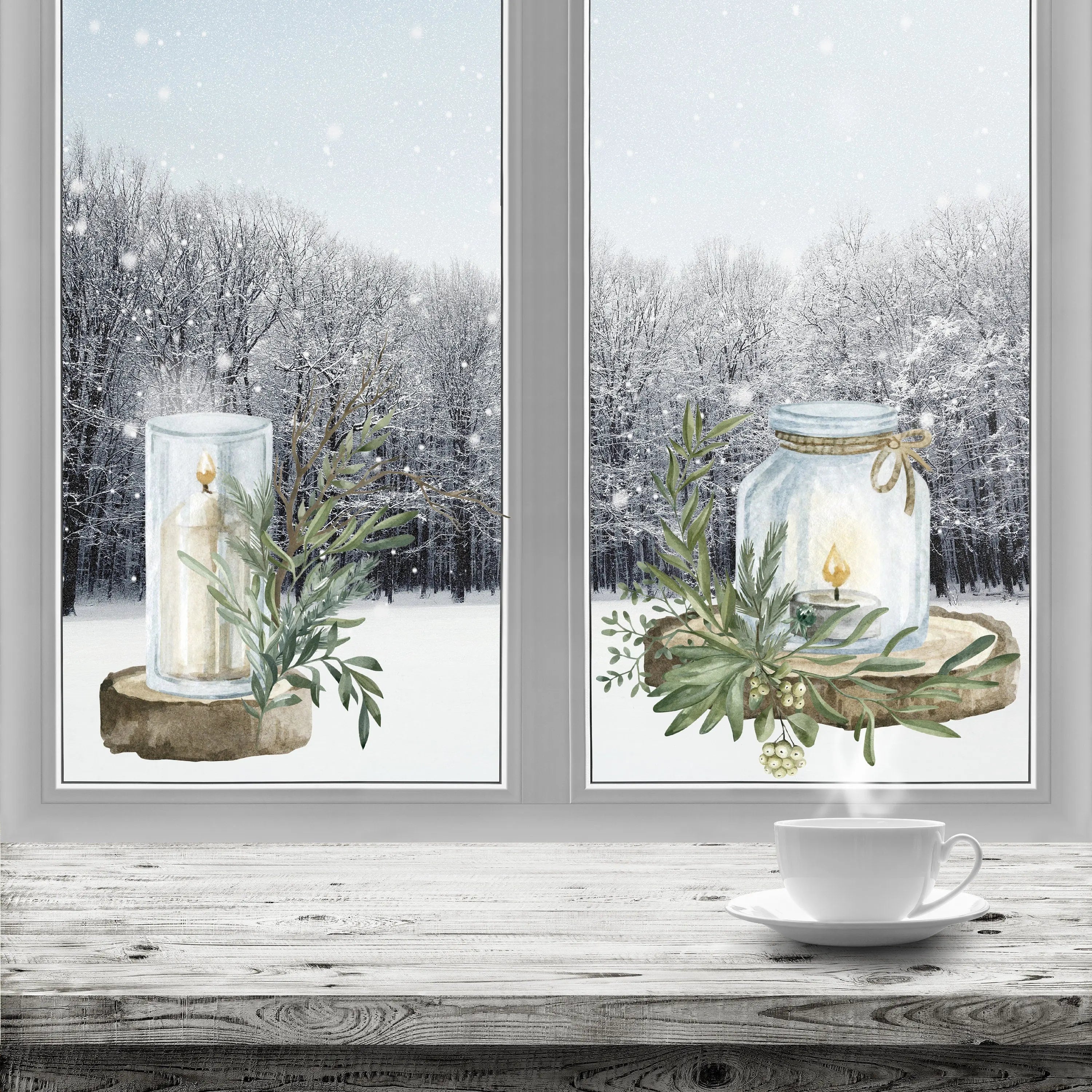 Transform Your Home with Festive Christmas Candle Window Stickers - Add Cosy Ambiance to Your Holiday Decorations!" Candle Window Stickers Creative Windows