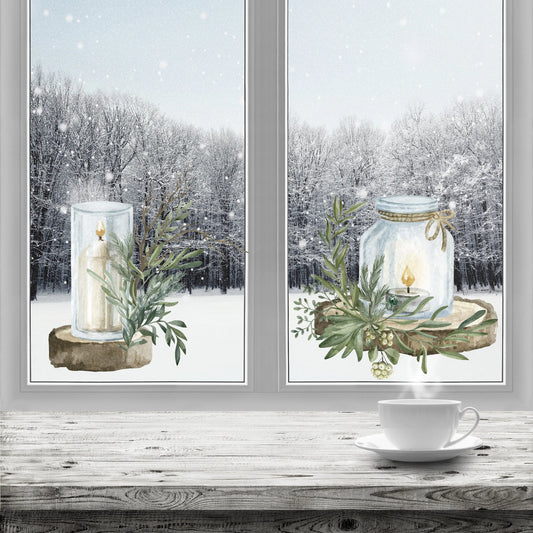 Transform Your Home with Festive Christmas Candle Window Stickers - Add Cosy Ambiance to Your Holiday Decorations!" Candle Window Stickers Creative Windows