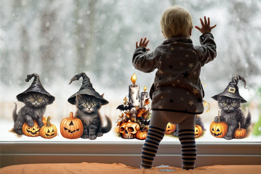 Halloween Black Cat Window Stickers: Spooky Removable Decals Creative Windows
