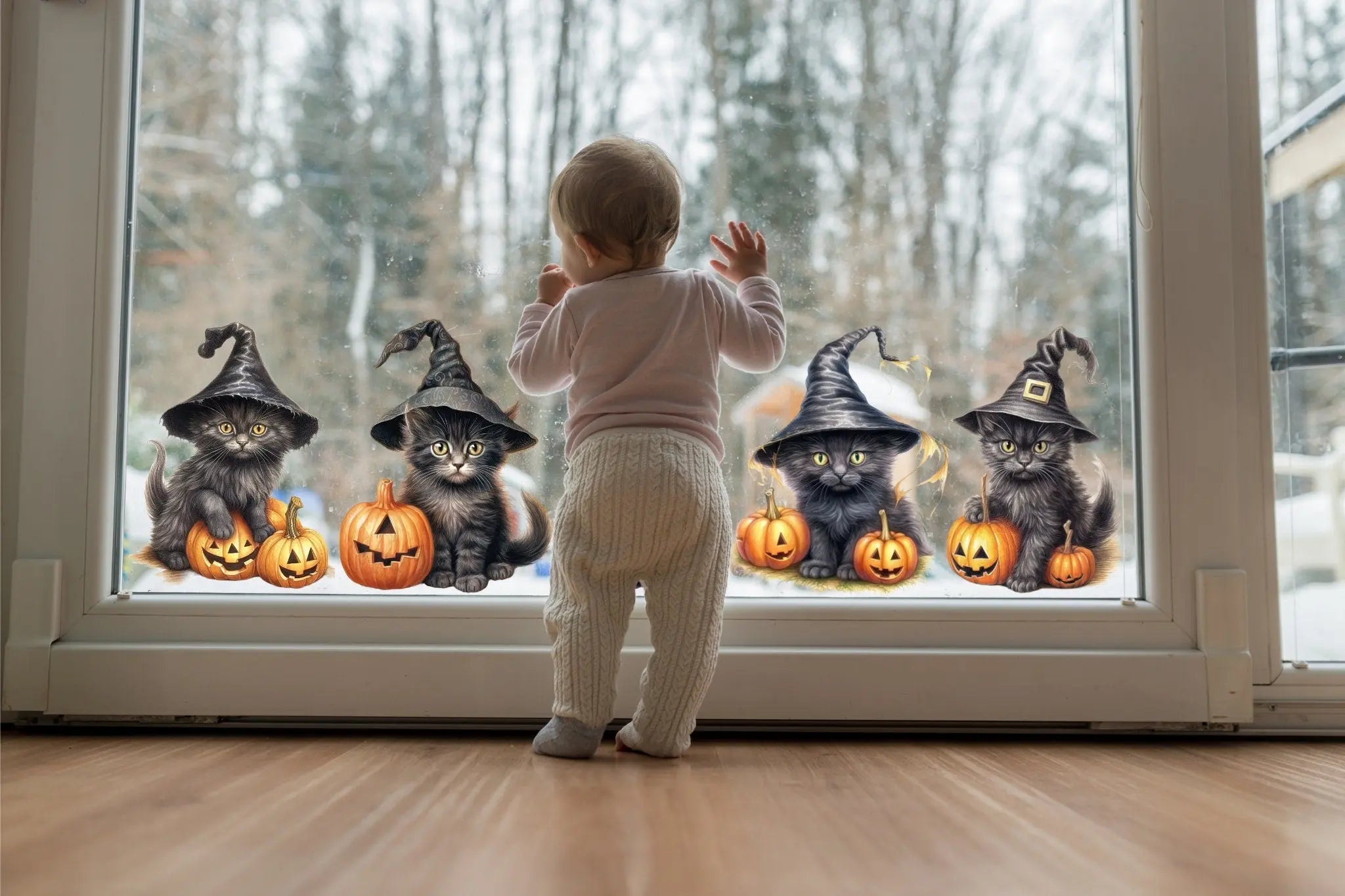 Halloween Black Cat Window Stickers: Spooky Removable Decals Creative Windows