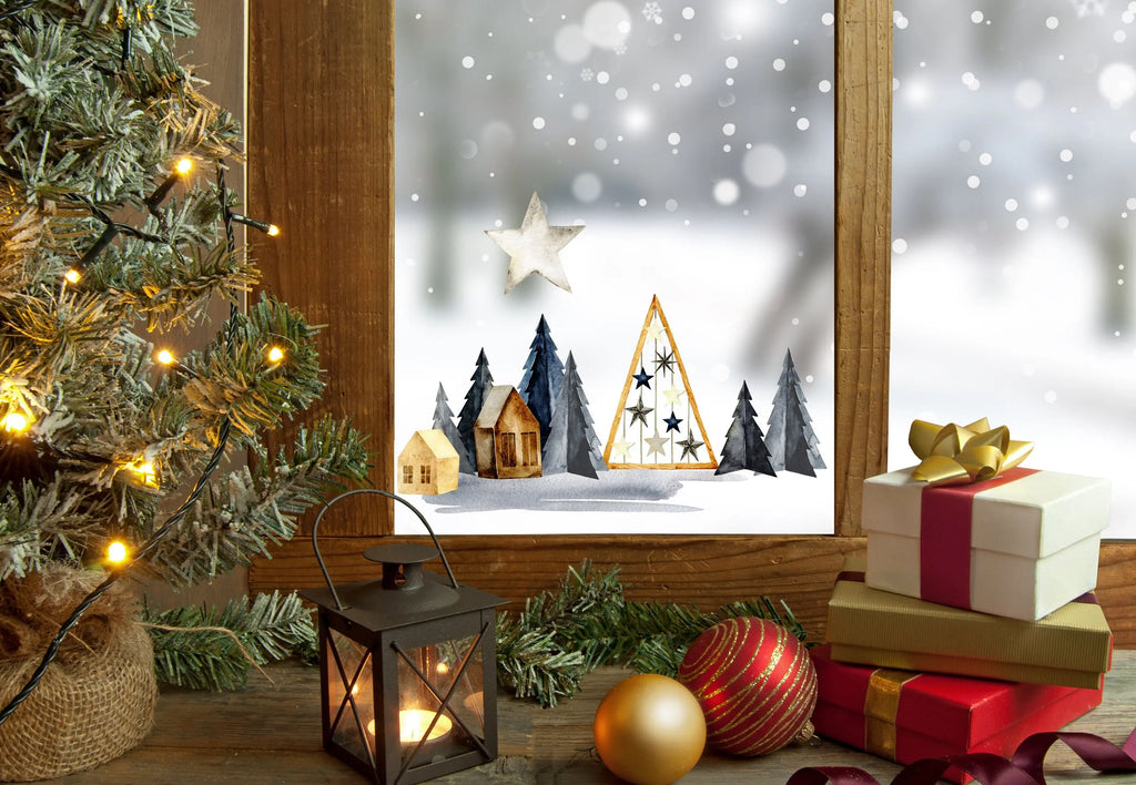 Christmas Window Decal, Christmas Window Stickers, Christmas Window, Christmas Window Decorations, Christmas Scandi Village Window Sticker Creative Windows