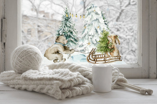 Bring the Magic Home with Double-Sided Reusable Christmas scene Window Sticker! Christmas Window Decal, Christmas Window Decorations Creative Windows
