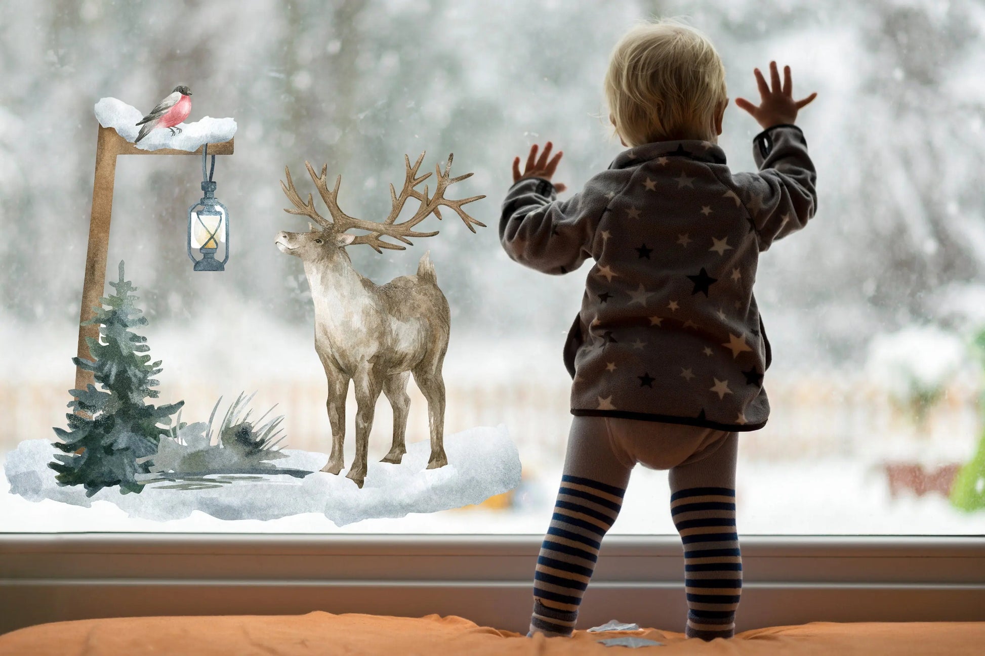 Christmas Window Stickers, Double-Sided Reusable Christmas scene Window Sticker, Christmas Window Decal, Christmas Window Decorations, Creative Windows