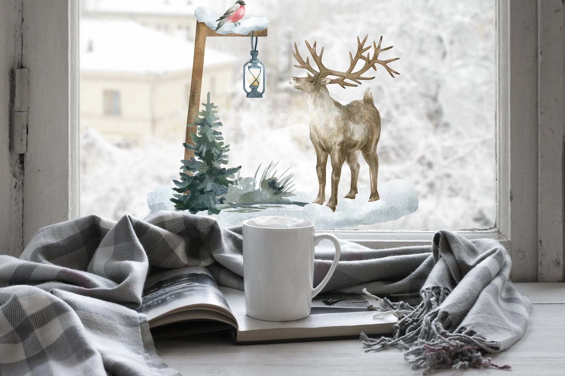 Christmas Window Stickers, Double-Sided Reusable Christmas scene Window Sticker, Christmas Window Decal, Christmas Window Decorations, Creative Windows