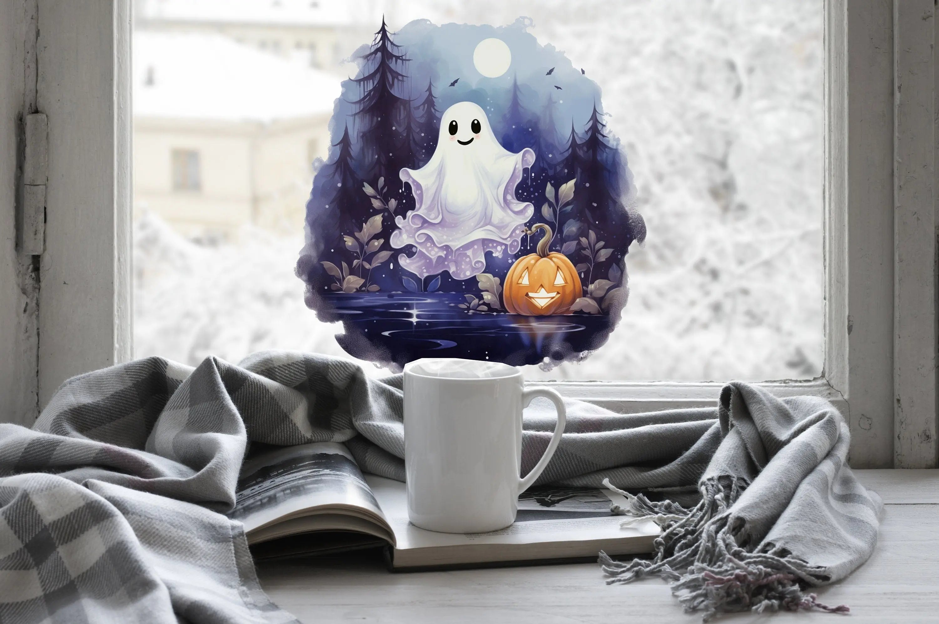 Halloween Window Stickers, Double-Sided Reusable Halloween Window Stickers, Halloween Window Decals, Halloween Window Decorations, Ghosts Creative Windows