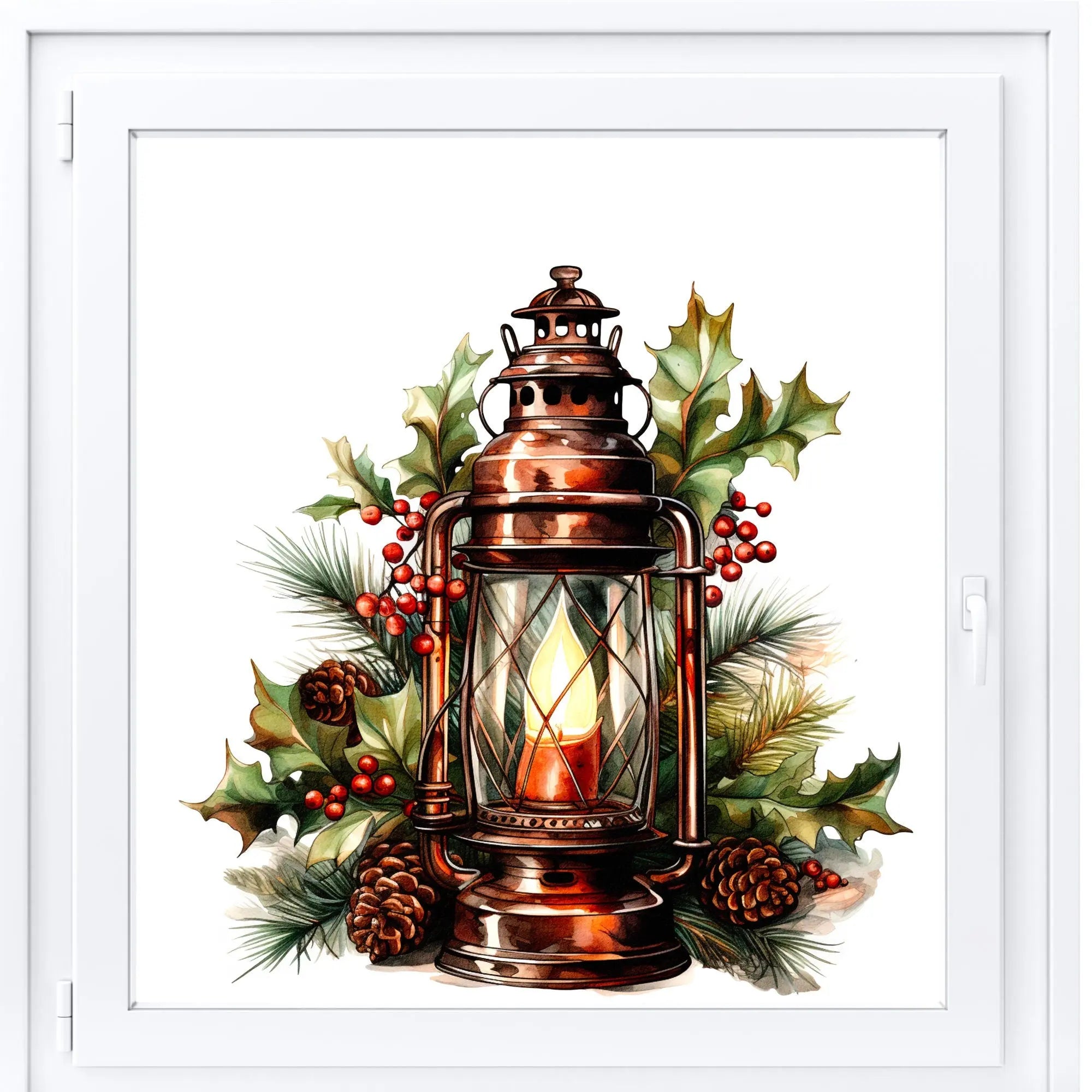 Christmas Window Sticker, Christmas Lantern Window Sticker, Double-Sided Reusable Christmas Window Sticker! Christmas Window Decal, Creative Windows