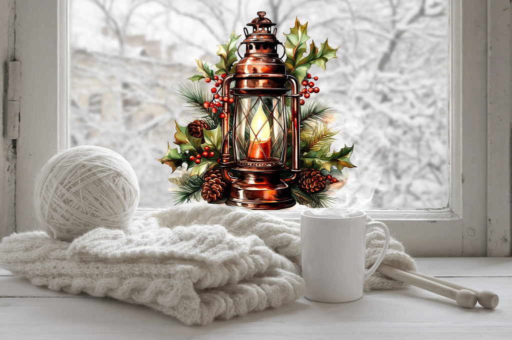 Christmas Window Sticker, Christmas Lantern Window Sticker, Double-Sided Reusable Christmas Window Sticker! Christmas Window Decal, Creative Windows