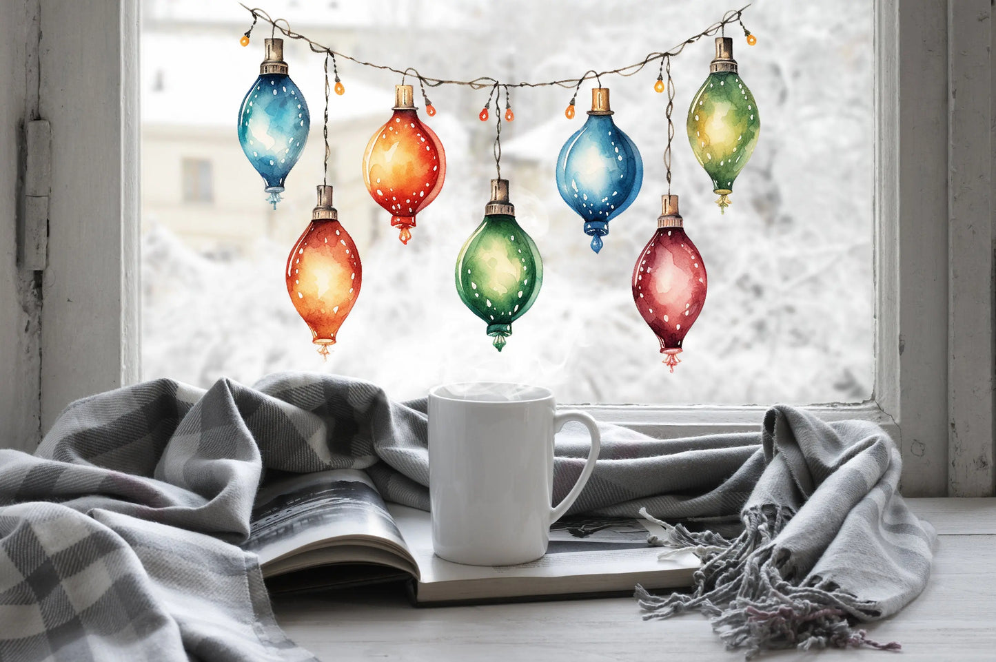 Christmas Bauble Window Sticker, Double-Sided Reusable Bauble Window Sticker Set, Christmas Window Decal, Christmas Window Decoration Creative Windows