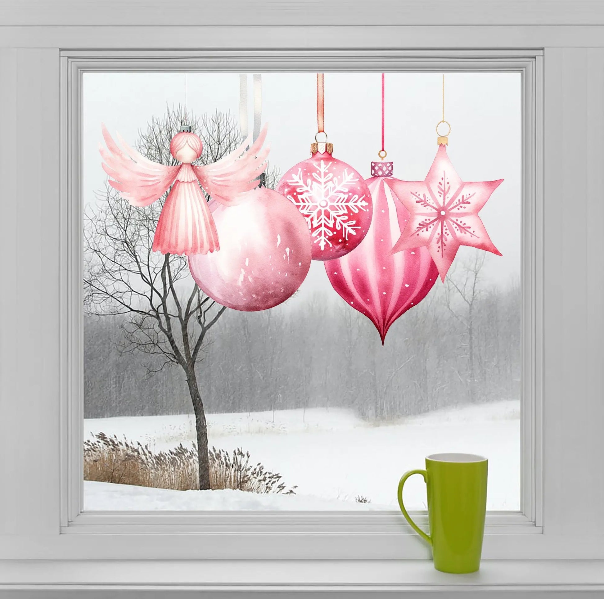 Christmas Bauble Window Sticker Set, Christmas Window Stickers, Christmas Window Decorations, Bauble Window Stickers, Bauble Stickers, reuse Creative Windows