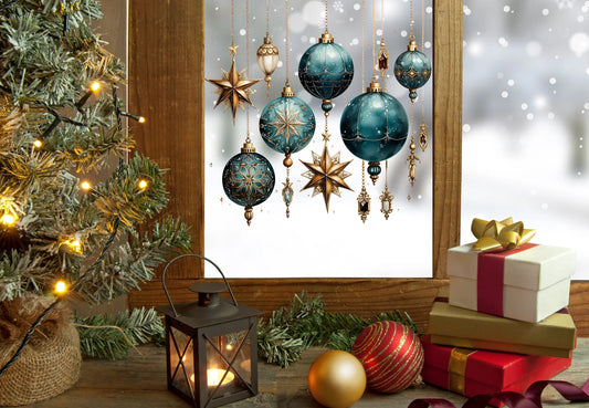 Reusable Bauble Window Sticker Set, Christmas Window Stickers, Christmas Window Decorations, Bauble Window Stickers, Bauble Stickers Creative Windows