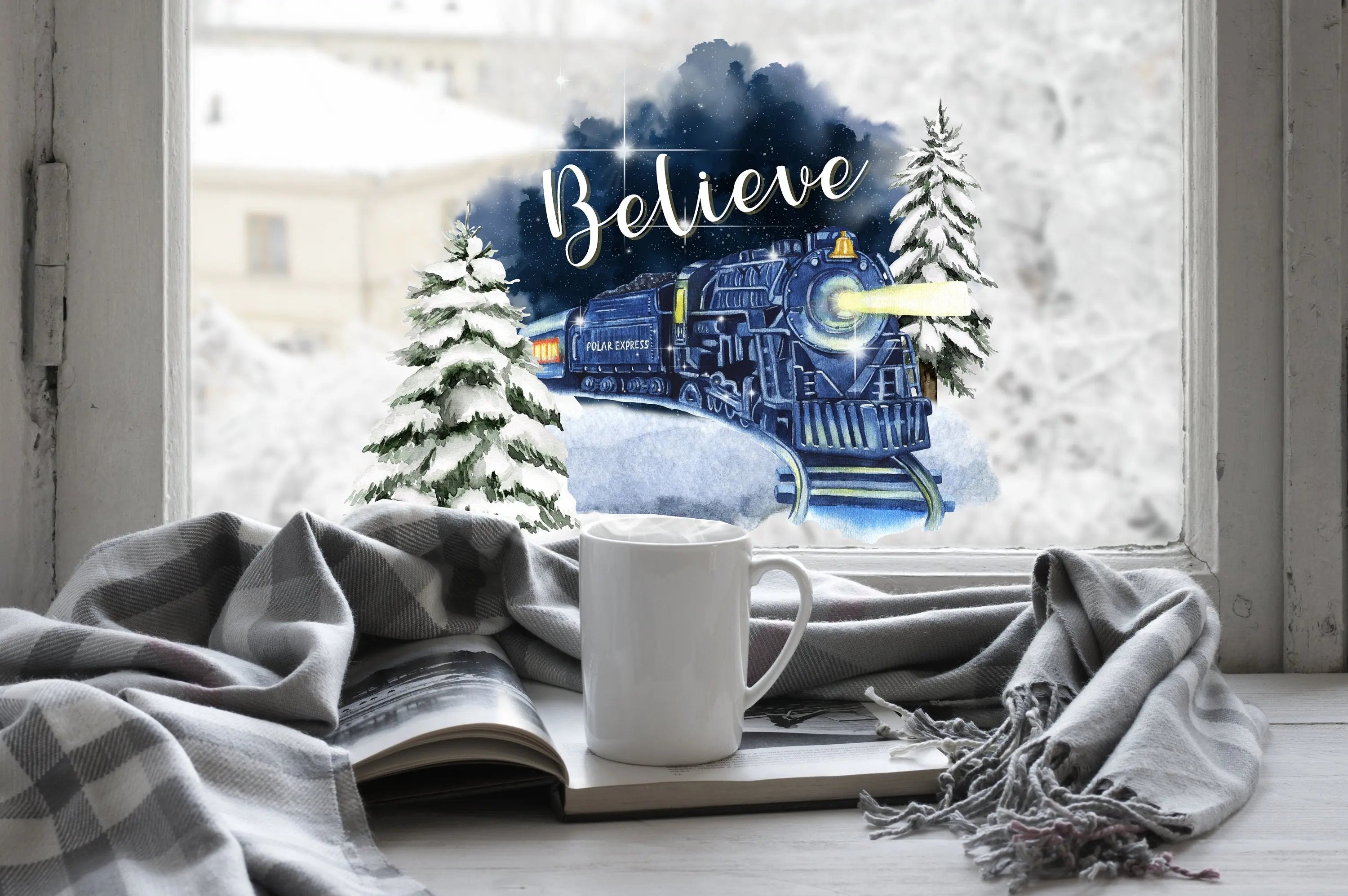 Double-Sided Christmas Window Sticker: Reusable Winter Scene Decal Creative Windows