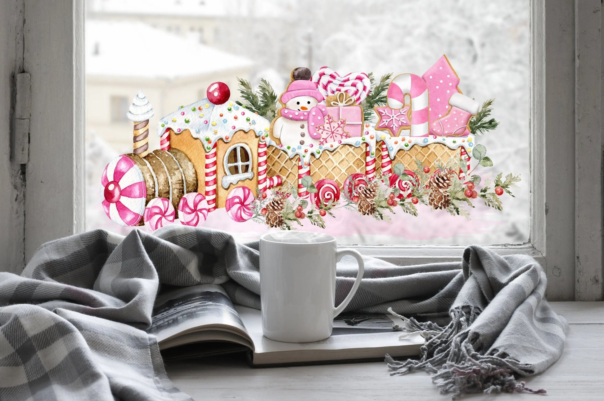 Christmas Window Sticker, Christmas Winter Scene Window Sticker, Double-Sided Reusable Christmas Window Sticker! Christmas Window Decal, Creative Windows