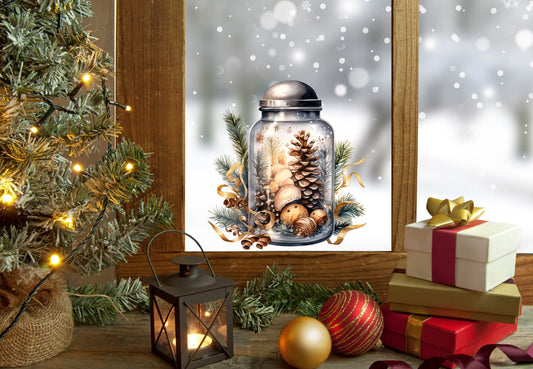 Christmas Window Sticker, Christmas Winter Scene Window Sticker, Double-Sided Reusable Festive Window Sticker! Christmas Window Decal, Creative Windows