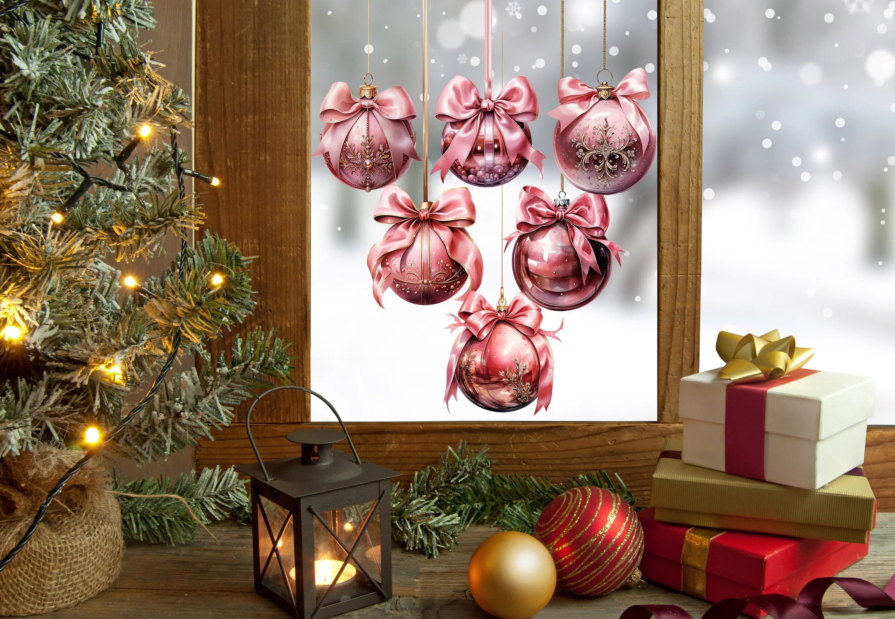 Christmas Bauble Window Sticker Set, Christmas Window Stickers, Christmas Window Decorations, Bauble Window Stickers, Christmas Window Decal Creative Windows
