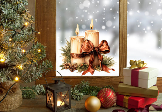 Christmas Window Sticker, Christmas Candle Decal, Double-Sided Reusable Christmas Window Sticker! Christmas Window Decal, Christmas Decals Creative Windows