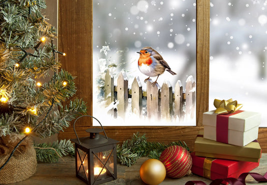 Christmas Window Sticker, Christmas Robin Decal, Double-Sided Reusable Christmas Window Sticker, Christmas Window Decal, Robin Window decal Creative Windows
