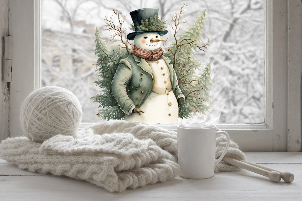 Vintage Snowman Christmas Window Sticker, Christmas Window Sticker, Double-Sided Reusable Christmas Window Sticker! Christmas Window Decal, Creative Windows