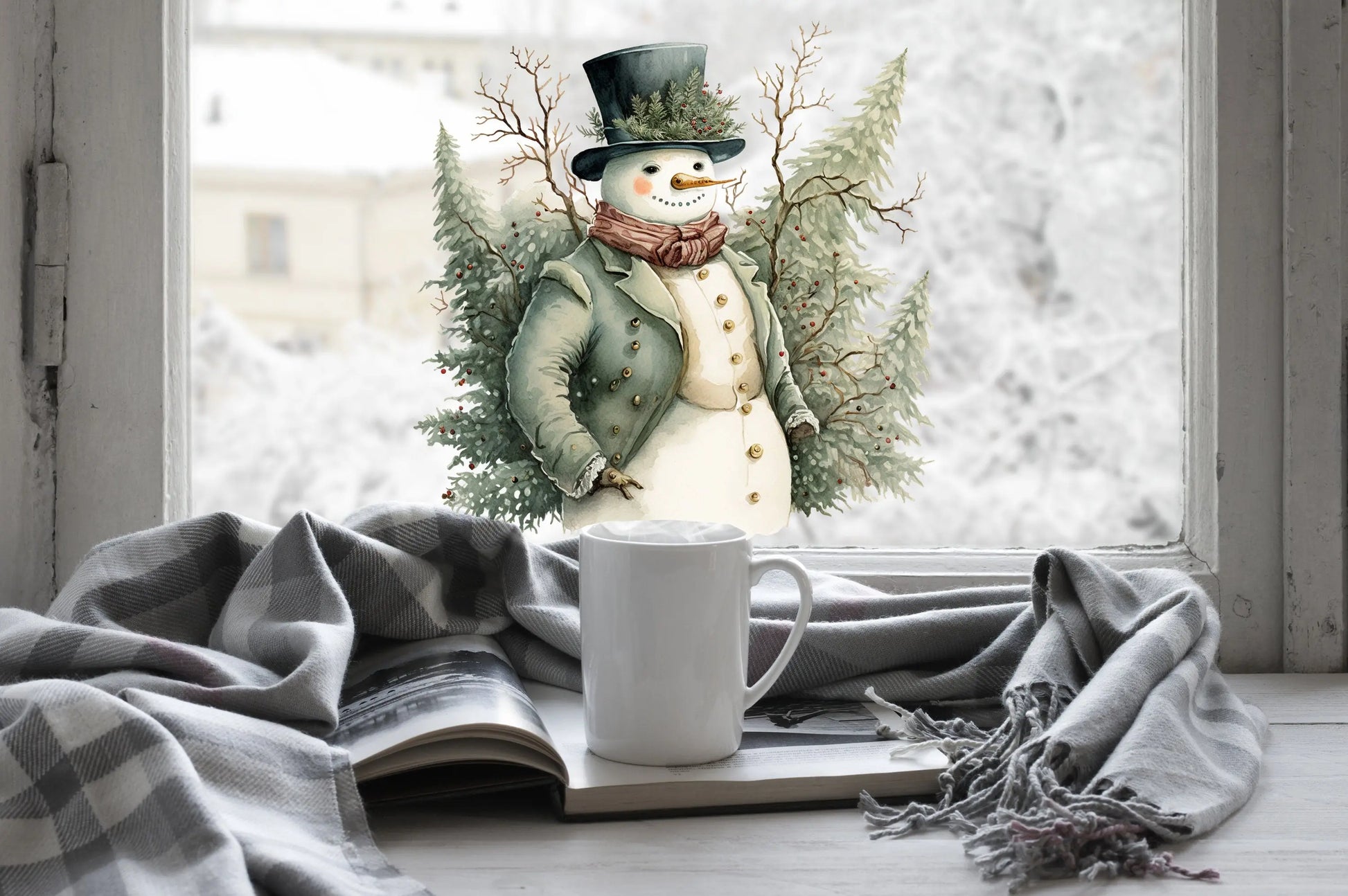 Vintage Snowman Christmas Window Sticker, Christmas Window Sticker, Double-Sided Reusable Christmas Window Sticker! Christmas Window Decal, Creative Windows