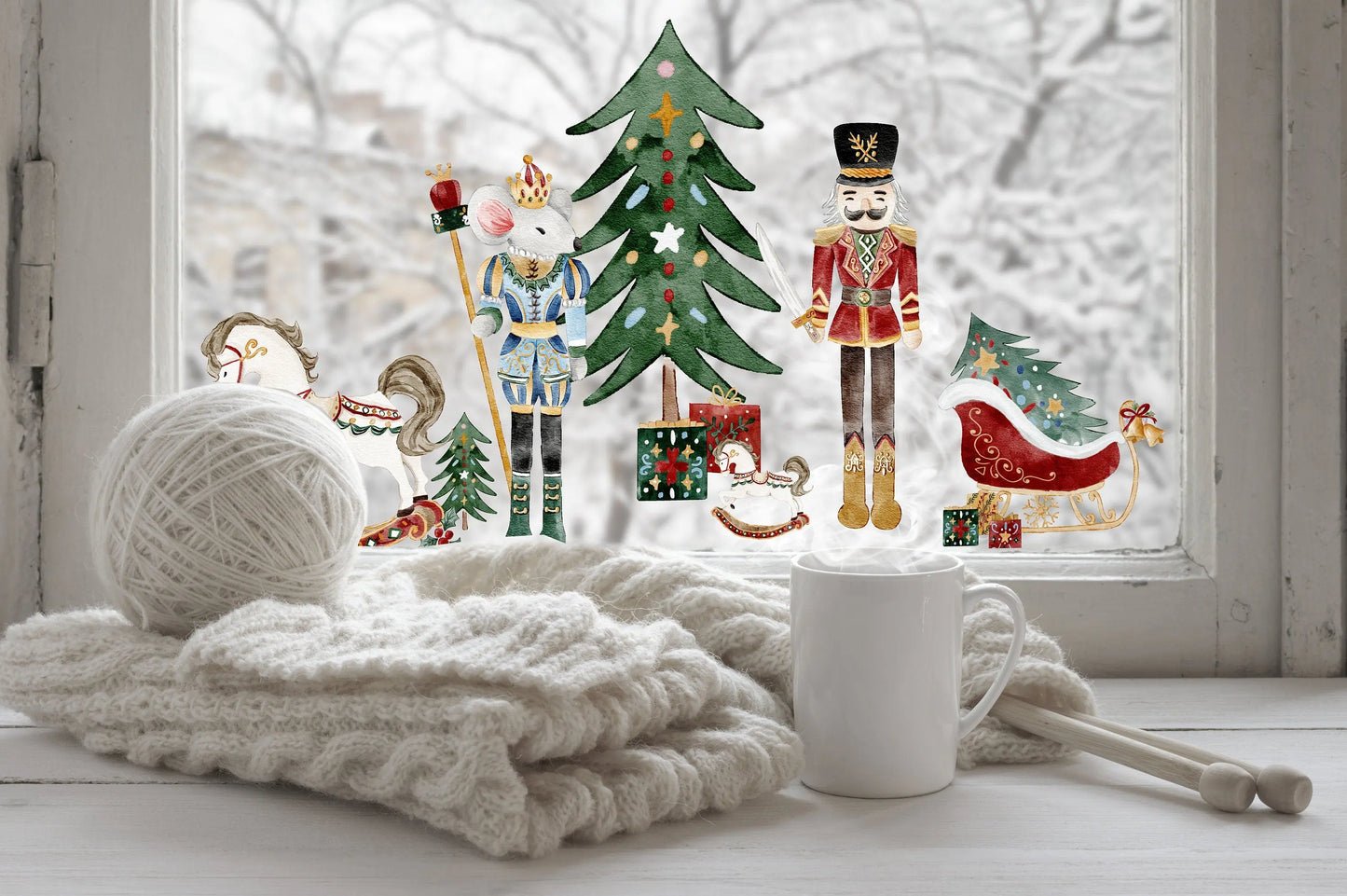 Christmas Window Sticker, Christmas Nutcracker Window Sticker, Double-Sided Reusable Christmas Window Sticker! Christmas Window Decal, Creative Windows