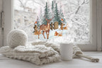 Christmas Window Sticker, Woodland Deer Window Sticker, Double-Sided Reusable Christmas scene Window Stickers, Christmas Window Decal, Creative Windows