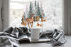 Christmas Window Sticker, Woodland Deer Window Sticker, Double-Sided Reusable Christmas scene Window Stickers, Christmas Window Decal, Creative Windows