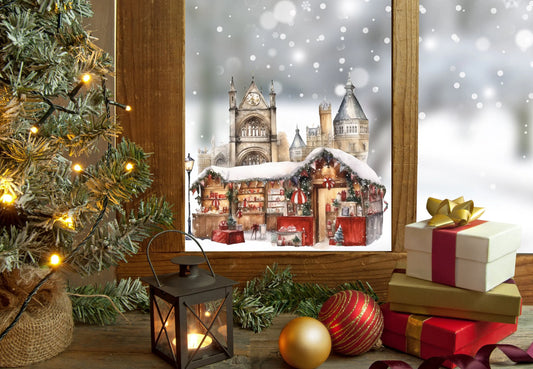Christmas Window Sticker, London Christmas Sticker, Double-Sided Reusable Christmas Window Sticker! Christmas Window Decal, Christmas Decals Creative Windows