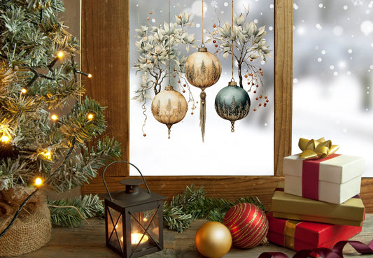Christmas Window Stickers, Christmas Window Decorations, Bauble Window Stickers, Bauble Stickers, Reusable Bauble Window Sticker Set Creative Windows