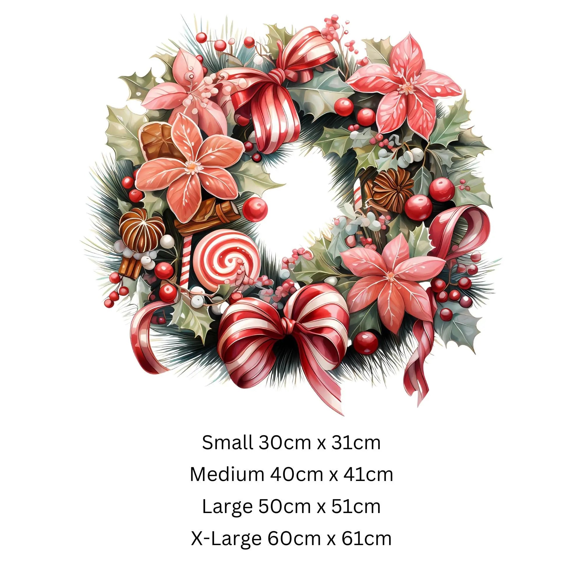 Christmas Window Sticker, Christmas Wreath Decal, Double-Sided Reusable Christmas Window Sticker, Christmas Window Decal, Candy Cane decal Creative Windows