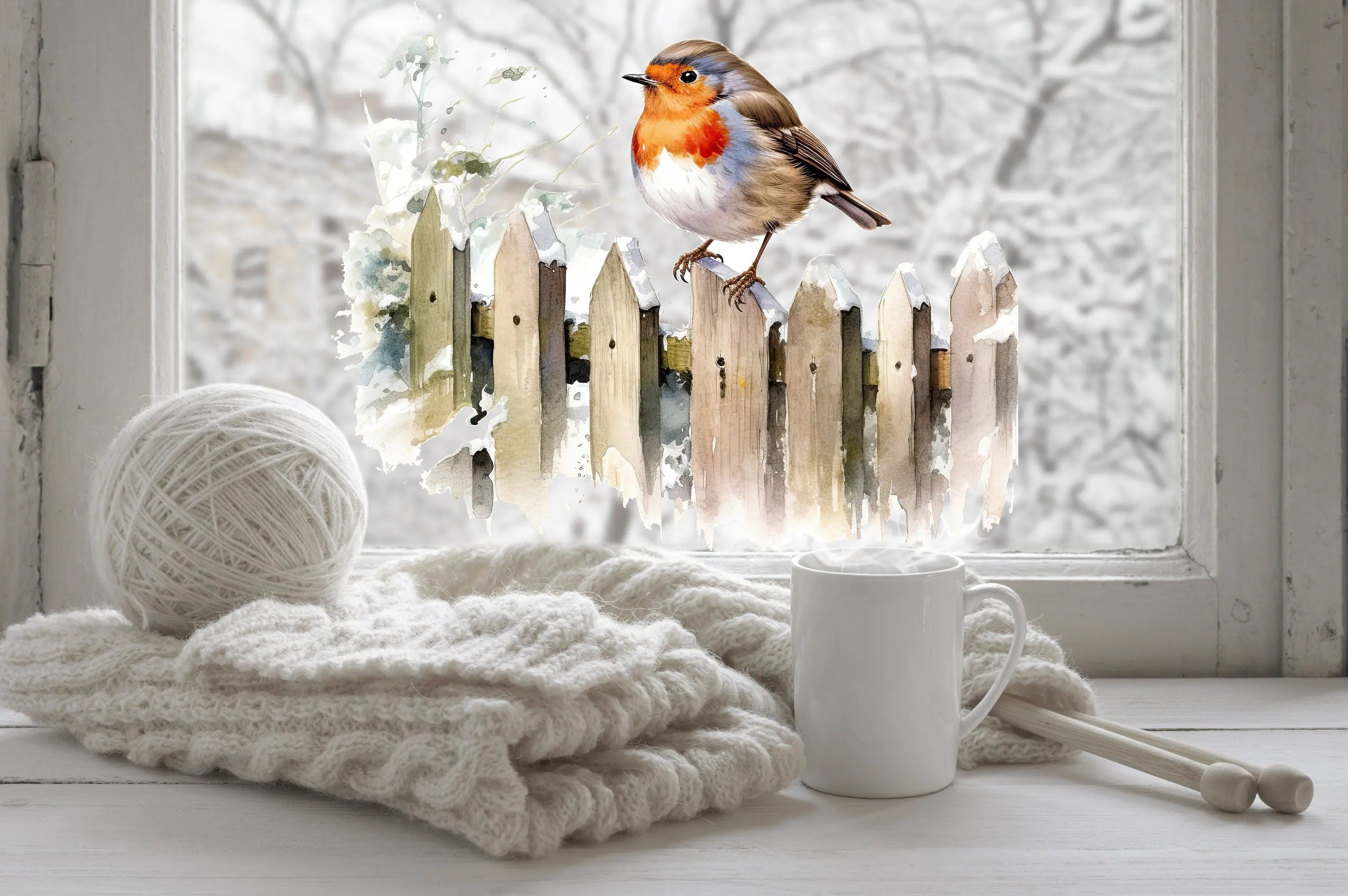 Christmas Window Sticker, Christmas Robin Decal, Double-Sided Reusable Christmas Window Sticker, Christmas Window Decal, Robin Window decal Creative Windows