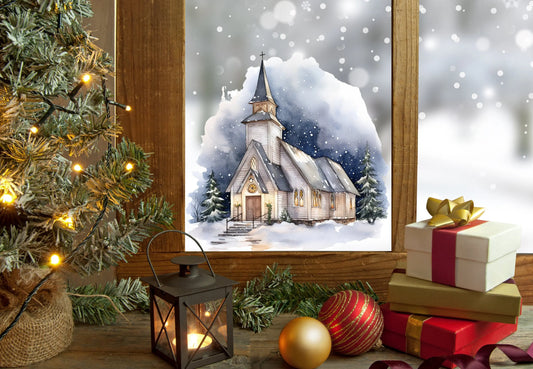 Christmas Window Sticker, Christmas Church Decal, Double-Sided Reusable Christmas Window Sticker! Christmas Window Decal, Christmas Decals Creative Windows