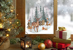 Christmas Window Sticker, Woodland Deer Window Sticker, Double-Sided Reusable Christmas scene Window Stickers, Christmas Window Decal, Creative Windows