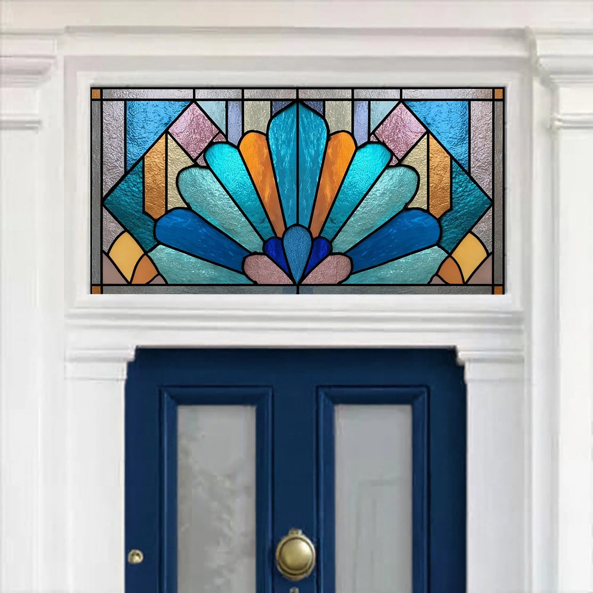 Art Nouveau House Number Window Film: Floral Privacy Panel for Transom Window Creative Windows